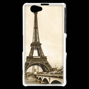 Coque Sony Xperia Z1 Compact Tour Eiffel Vintage en noir et blanc