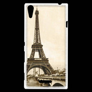 Coque Sony Xperia T3 Tour Eiffel Vintage en noir et blanc