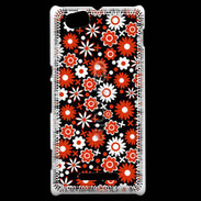 Coque Sony Xperia M Fond motif floral 750 