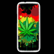 Coque HTC One Mini 2 Feuille de cannabis et cœur Rasta