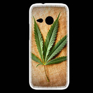 Coque HTC One Mini 2 Feuille de cannabis sur toile beige