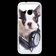 Coque HTC One Mini 2 Bulldog français avec casque de musique