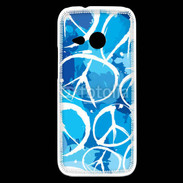 Coque HTC One Mini 2 Peace and love Bleu