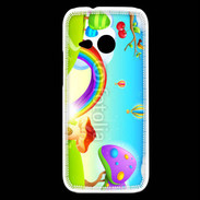 Coque HTC One Mini 2 Cartoon nature et arc en ciel