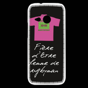 Coque HTC One Mini 2 Femme de rugbyman Bonus offensif-défensif Noir