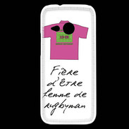 Coque HTC One Mini 2 Femme de rugbyman Bonus offensif-défensif Blanc