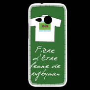 Coque HTC One Mini 2 Femme de rugbyman Bonus offensif-défensif Vert