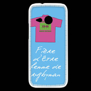 Coque HTC One Mini 2 Femme de rugbyman Bonus offensif-défensif Bleu
