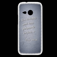 Coque HTC One Mini 2 Ami poignardée Bleu Citation Oscar Wilde