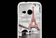 Coque HTC One Mini 2 Tour Eiffel rouge sur fond en noir et blanc