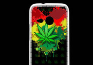 Coque HTC One Mini 2 Feuille de cannabis et cœur Rasta