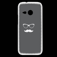 Coque HTC One Mini 2 moustache gris & blanc