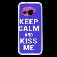 Coque HTC One Mini 2 Keep Calm Kiss me Bleu