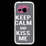 Coque HTC One Mini 2 Keep Calm Kiss me Gris