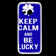 Coque HTC One Mini 2 Keep Calm Be lucky Bleu