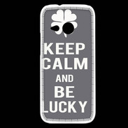 Coque HTC One Mini 2 Keep Calm Be lucky Gris