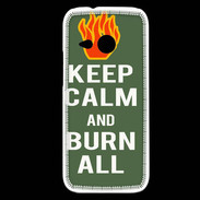 Coque HTC One Mini 2 Keep Calm Burn Kaki