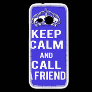 Coque HTC One Mini 2 Keep Calm Call friend Bleu