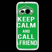 Coque HTC One Mini 2 Keep Calm Call friend Vert