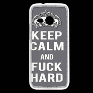 Coque HTC One Mini 2 Keep calm Fuck hard Gris