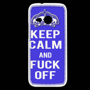 Coque HTC One Mini 2 Keep Calm Fuck off bleu