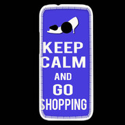 Coque HTC One Mini 2 Keep Calm Go Shopping Bleu