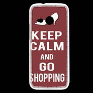 Coque HTC One Mini 2 Keep Calm Go Shopping Brique