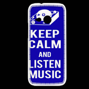 Coque HTC One Mini 2 Keep Calm Listen music Bleu