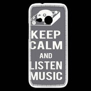 Coque HTC One Mini 2 Keep Calm Listen music Gris