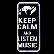 Coque HTC One Mini 2 Keep Calm Listen music Noir