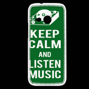 Coque HTC One Mini 2 Keep Calm Listen music Vert