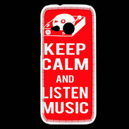 Coque HTC One Mini 2 Keep Calm Listen music Rouge