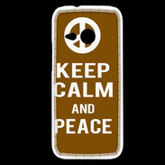 Coque HTC One Mini 2 Keep Calm Peace Marron