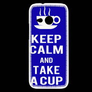 Coque HTC One Mini 2 Keep Calm Take a cup Bleu
