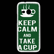 Coque HTC One Mini 2 Keep Calm Take a cup Vert