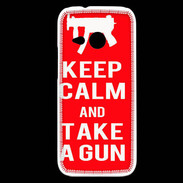 Coque HTC One Mini 2 Keep Calm Take a gun Rouge