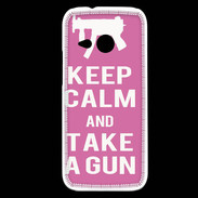 Coque HTC One Mini 2 Keep Calm Take a gun Rose