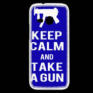 Coque HTC One Mini 2 Keep Calm Take a gun Bleu