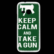 Coque HTC One Mini 2 Keep Calm Take a gun Vert