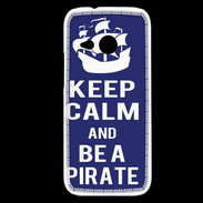 Coque HTC One Mini 2 Keep Calm Be a Pirate Bleu