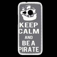 Coque HTC One Mini 2 Keep Calm Be a Pirate Gris