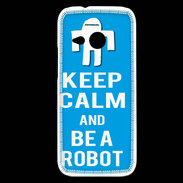 Coque HTC One Mini 2 Keep Calm Be a Robot Cyan