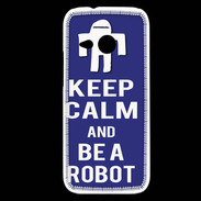 Coque HTC One Mini 2 Keep Calm Be a Robot Bleu
