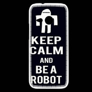 Coque HTC One Mini 2 Keep Calm Be a Robot Noir