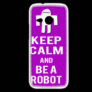 Coque HTC One Mini 2 Keep Calm Be a Robot Violet