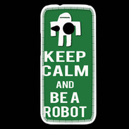 Coque HTC One Mini 2 Keep Calm Be a Robot Vert