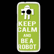 Coque HTC One Mini 2 Keep Calm Be a Robot Vert pomme