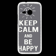 Coque HTC One Mini 2 Keep Calm Be Happy Gris