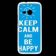 Coque HTC One Mini 2 Keep Calm Be Happy Cyan