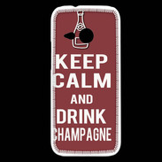 Coque HTC One Mini 2 Keep Calm Drink Champagne Brique